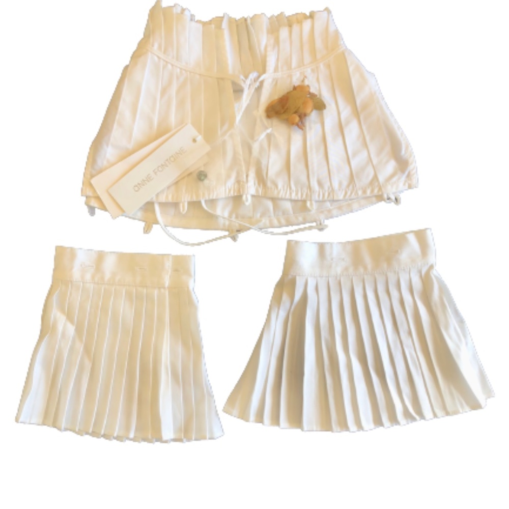 Anne Fontaine Soleil Ruffle Collar Tie with Wristlets White 3 Pieces New